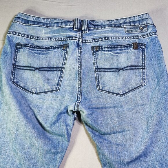 Buffalo jeans Six authentic men's size 31x32 hard washed blue frayed distressed - Picture 4 of 14